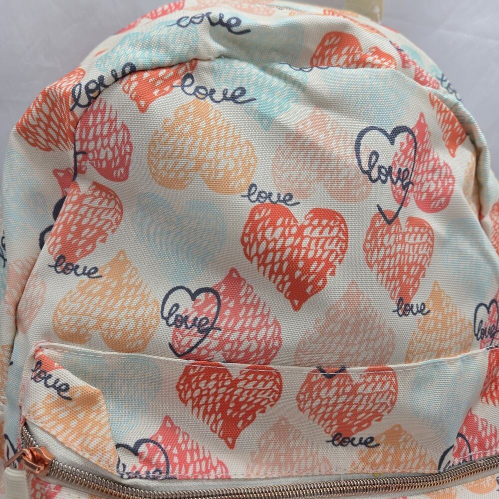 WHATS NEXT BRAND Backpack LOVE HEARTS Watercolor Pastels NEW 11x16" Lined School - Picture 3 of 9
